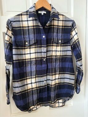 Madewell Navy, Black & White Plaid Flannel Shirt